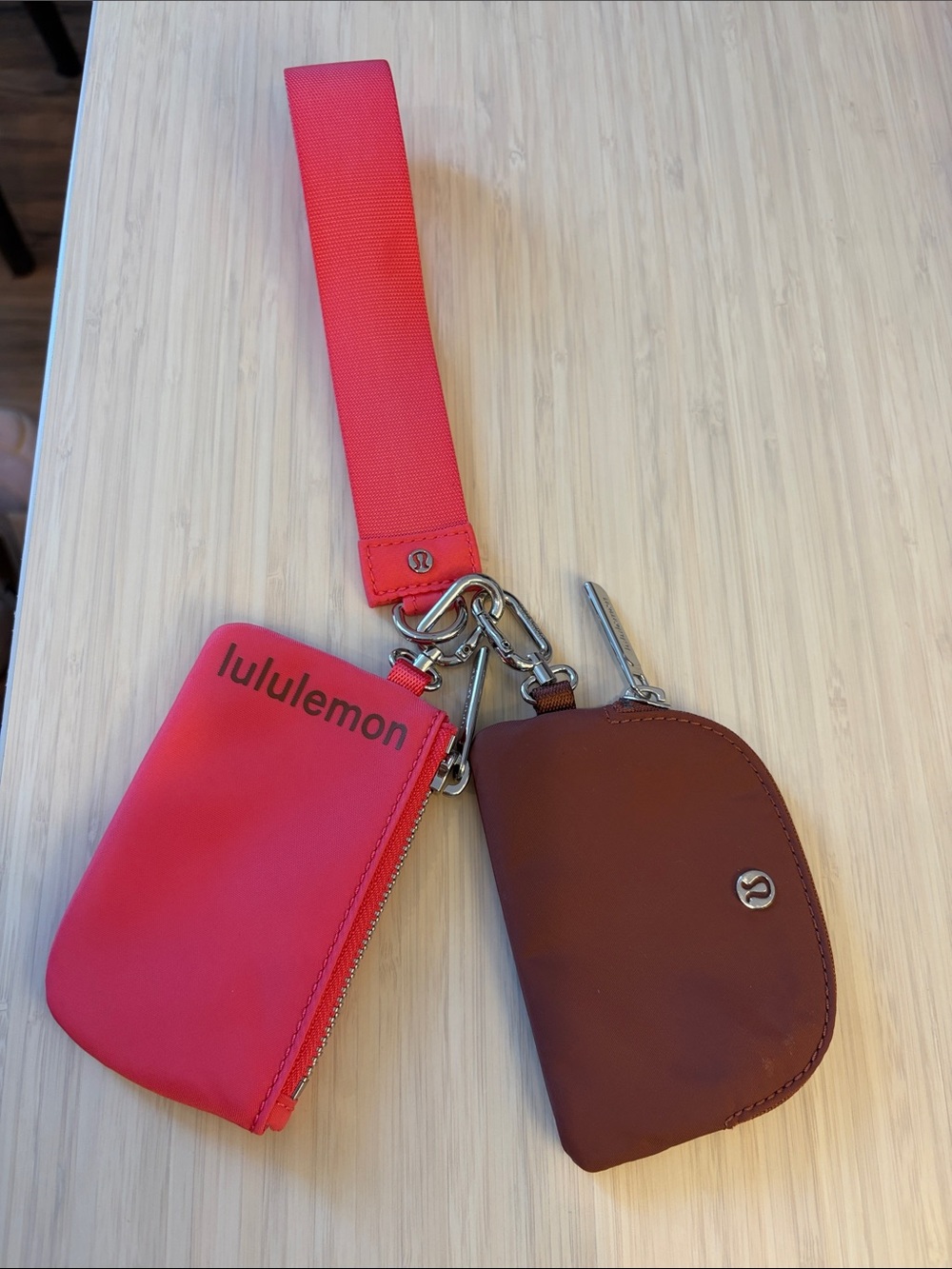 lululemon athletica Pink/Brown Dual Pouch Wristlet